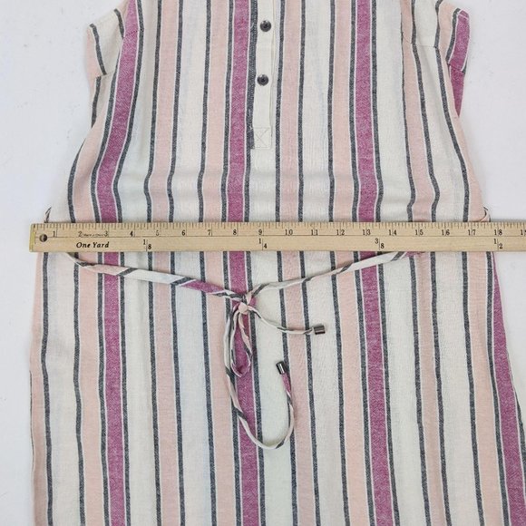 Splendid Linen Striped Shirt Dress NWT XS Pink Whi - Picture 8 of 9